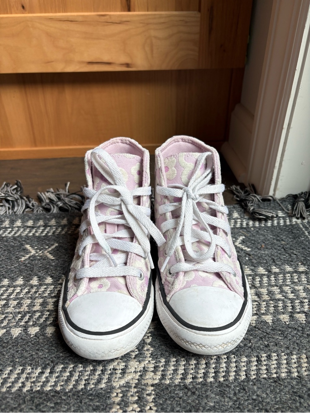Kids Converse High-Top Floral Canvas Sneakers in Light Pink - Picture 6 of 6